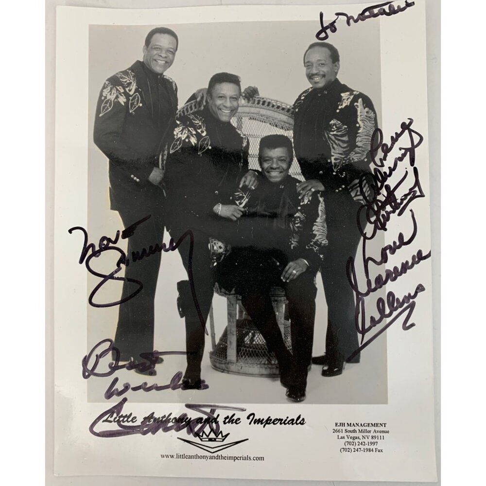 Vintage Autographed Little Anthony Imperials Photo 13 x 10 7896 R&B USA Music
